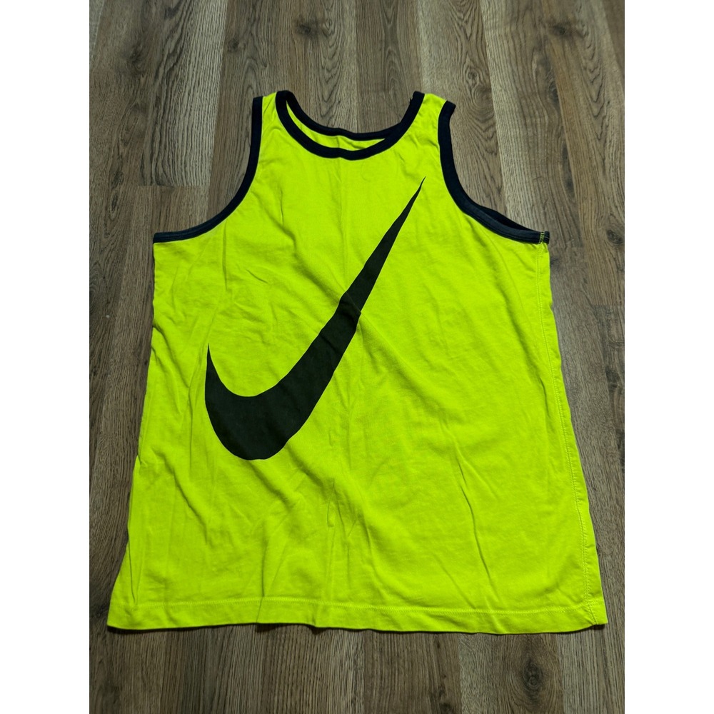 Nike Shirts Mens Size Large Volt Yellow Swoosh Logo Regular Fit Sleeveless